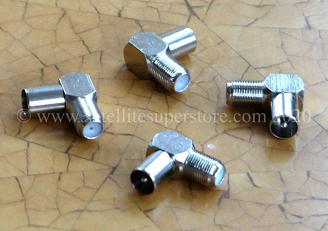 F Connector to UHF Aerial IEC Right Angle Adaptor.
